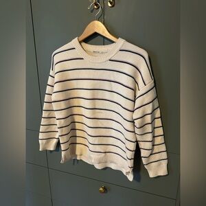 Marine Layer Striped Sweater Cream Purple Blue Stripe Medium